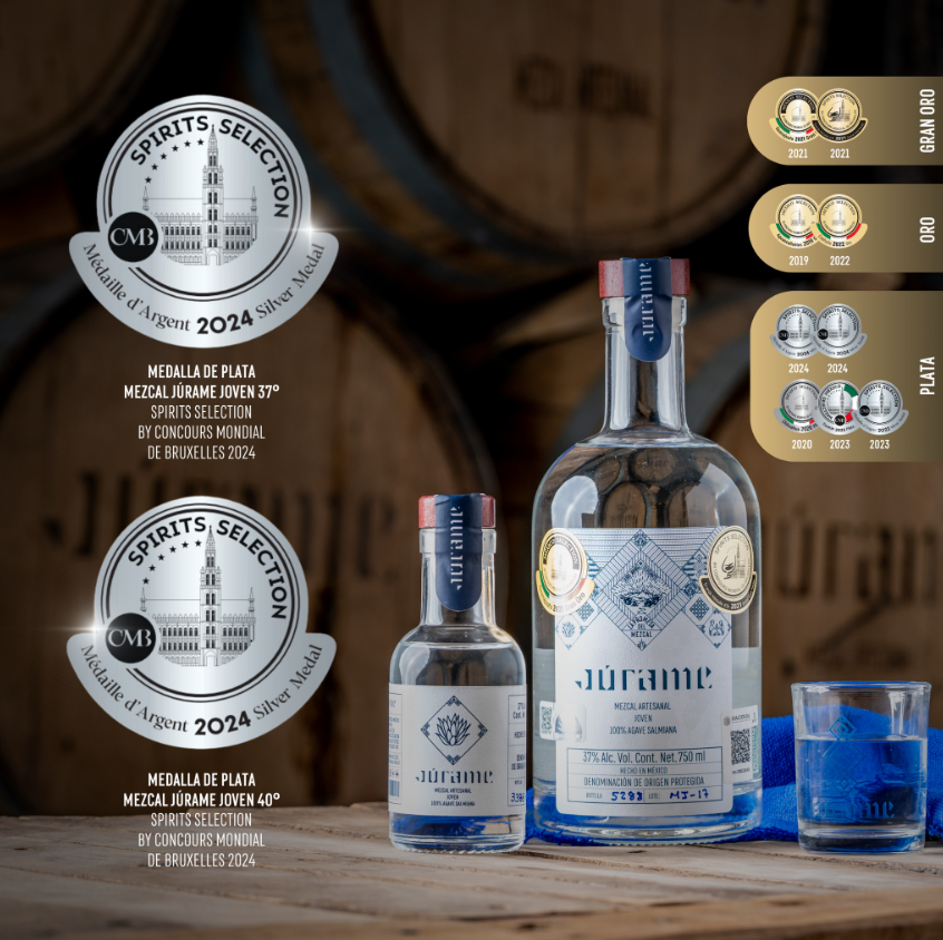 Mezcal Júrame galardonado con dos medallas de plata por el Concours Mondial de Bruxelles 2024 🎖🥃🎉
