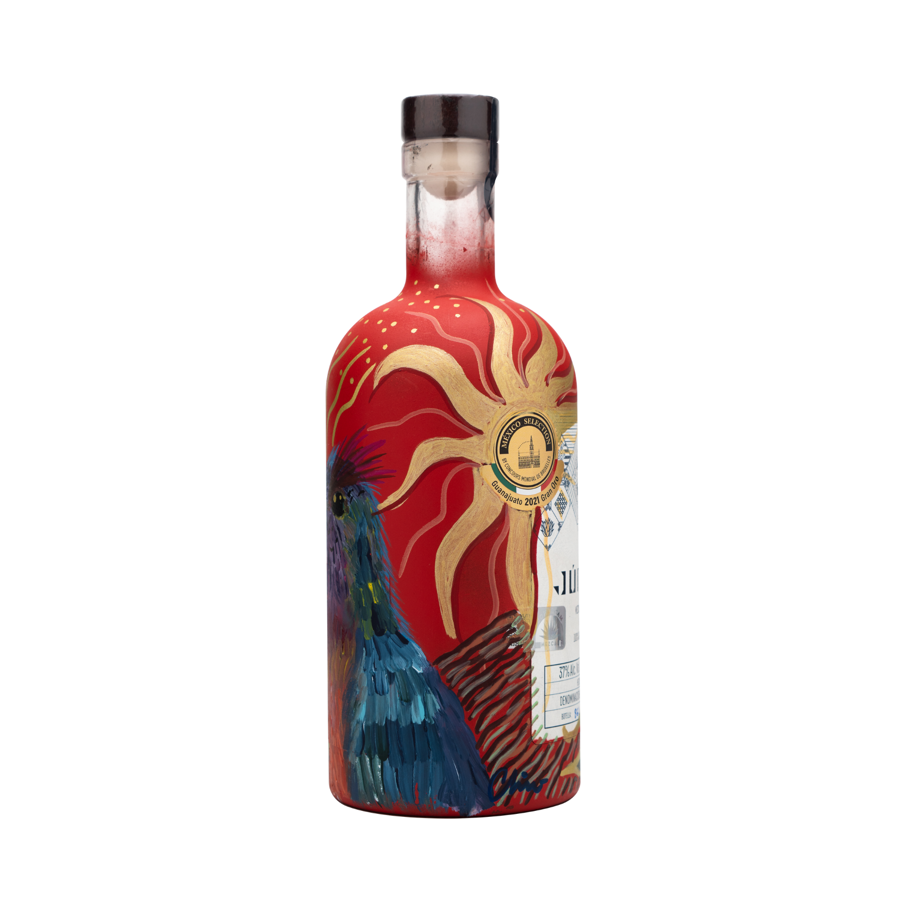 Botella Personalizada Pintada a Mano - SUSURRO DEL DESIERTO - Mezcal Joven Salmiana Júrame 750ml