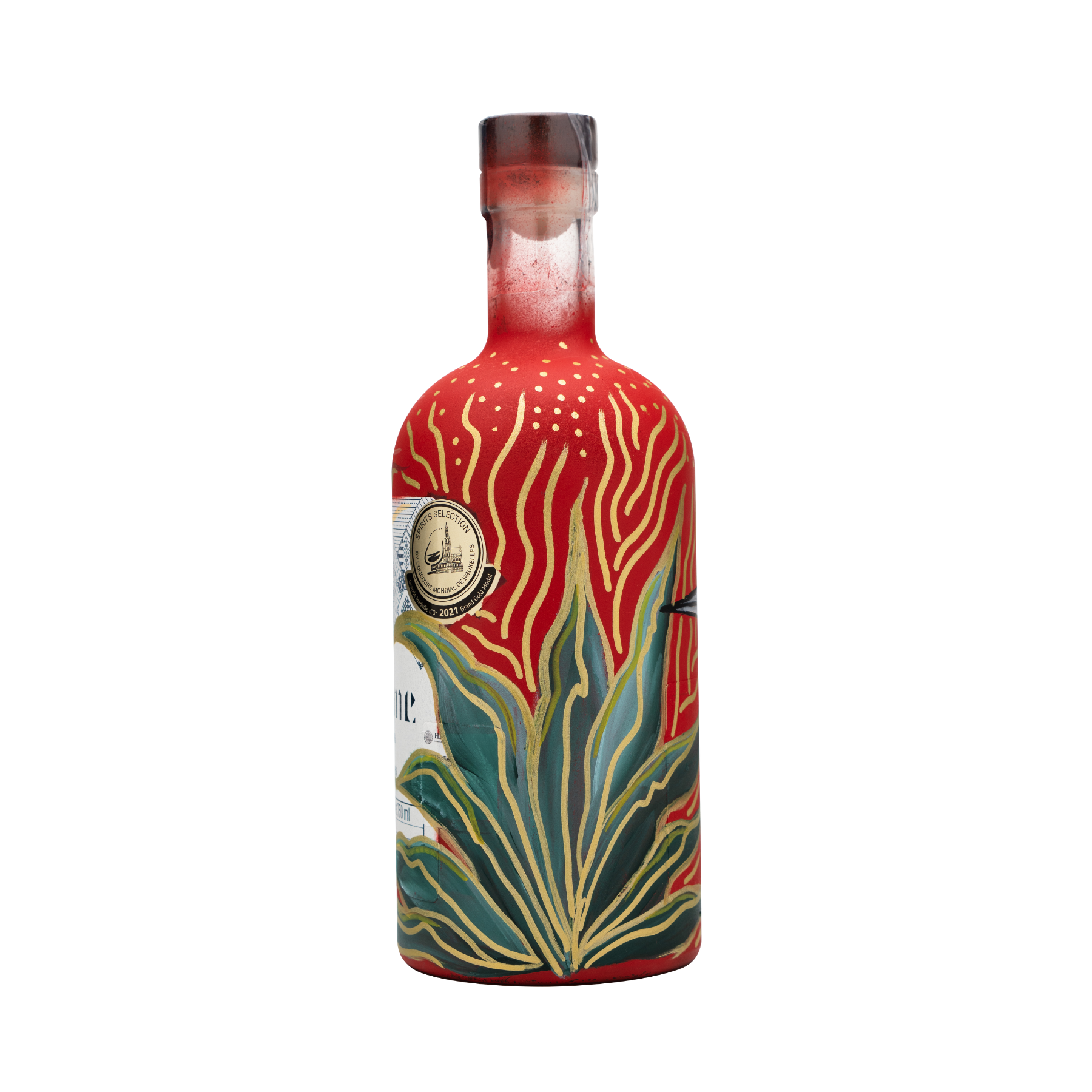 Botella Personalizada Pintada a Mano - SUSURRO DEL DESIERTO - Mezcal Joven Salmiana Júrame 750ml