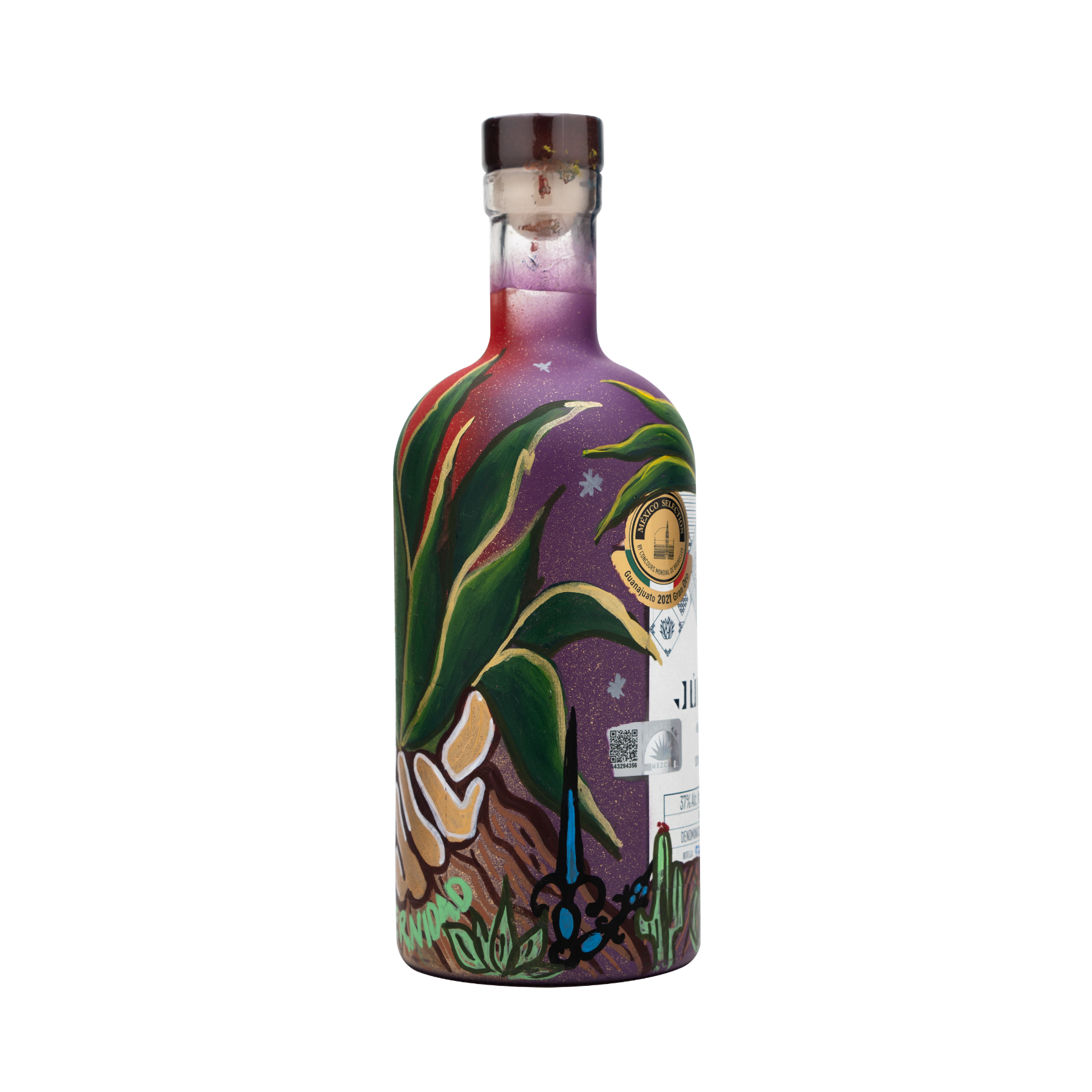 Botella Personalizada Pintada a Mano - SALMIANA - Mezcal Joven Salmiana Júrame 750ml