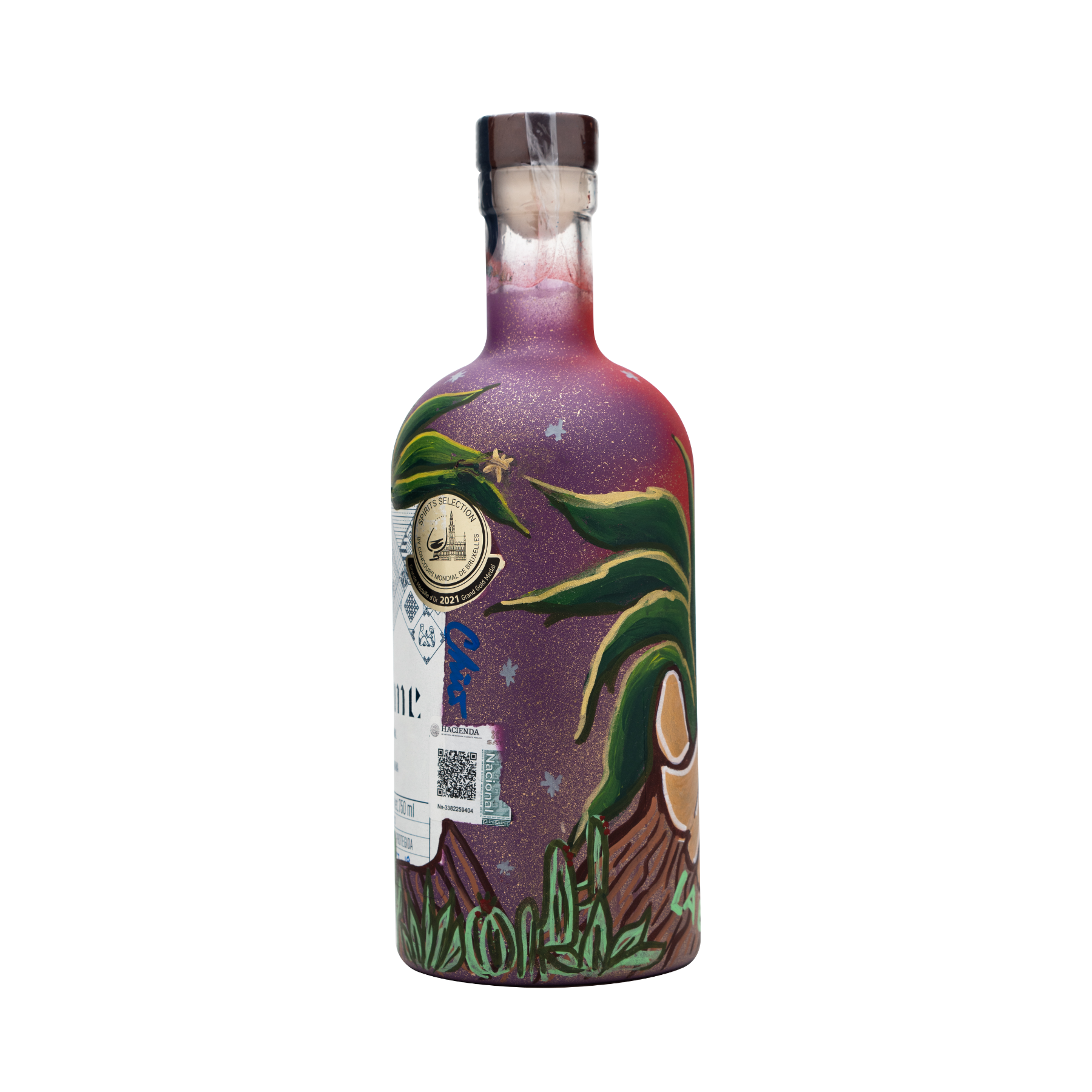 Botella Personalizada Pintada a Mano - SALMIANA - Mezcal Joven Salmiana Júrame 750ml