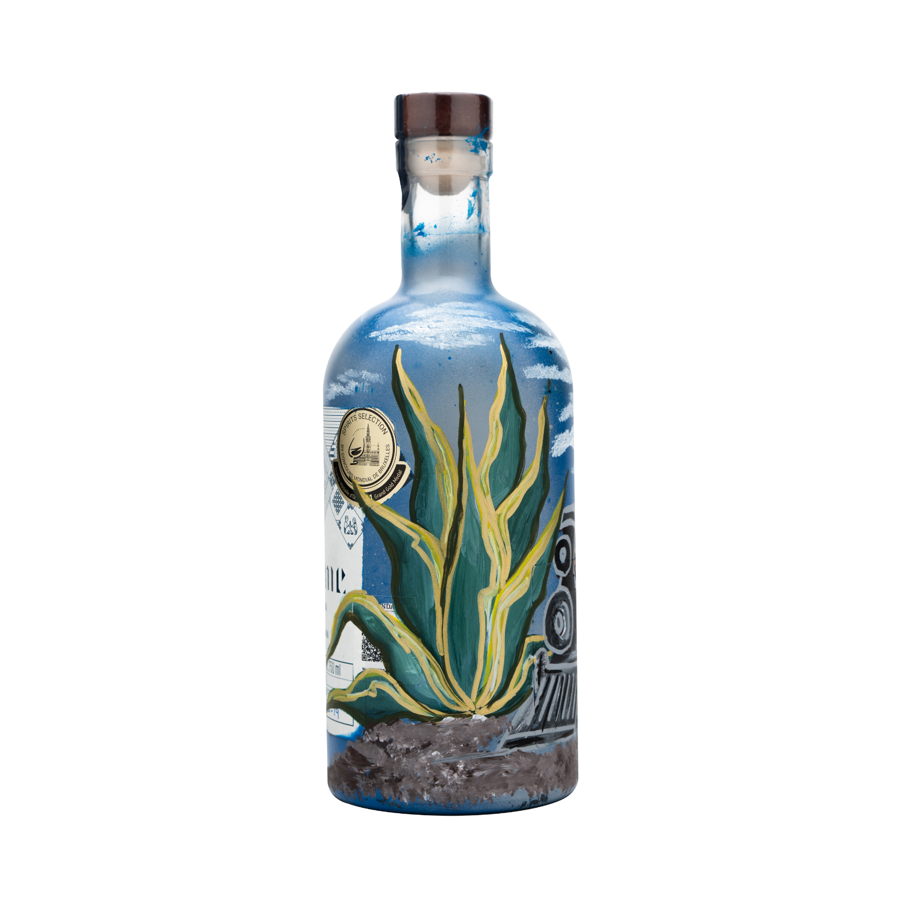 Botella Personalizada Pintada a Mano - ETERNIDAD - Mezcal Joven Salmiana Júrame 750ml