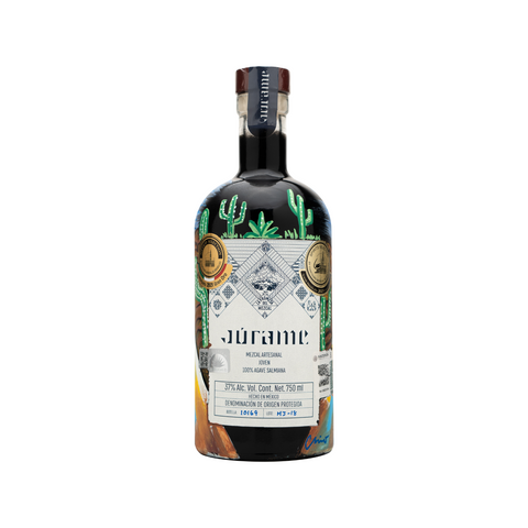 Botella Personalizada Pintada a Mano - Pacto y Ritual - Mezcal Joven Salmiana Júrame - 750ml